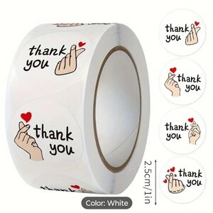 500pcs Heart Gesture 'Thank You' Stickers